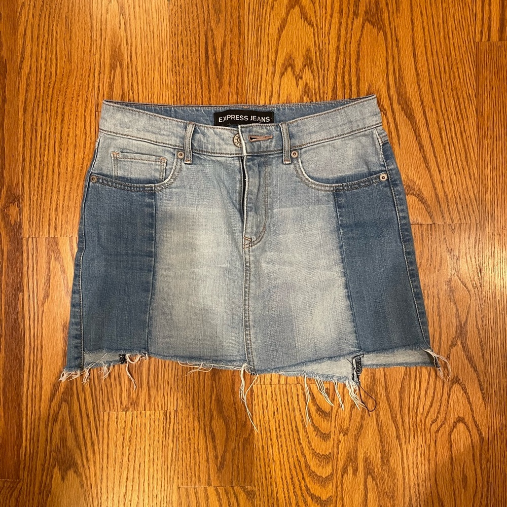 Express Patchwork Denim Skirt